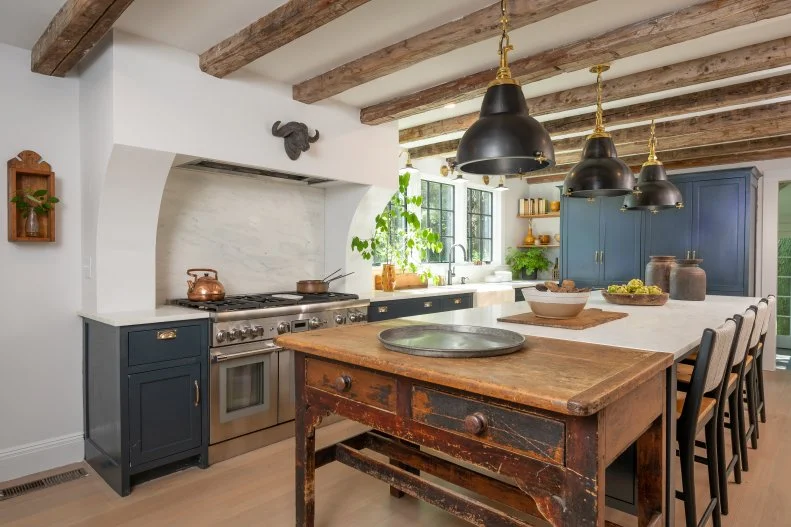 The reconfigured kitchen in the newly renovated O’Conner farmhouse, as seen on Farmhouse Fixer.